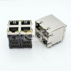 USB RJ45 Connector Dual Shield Socket Female With Shrapnel and LED