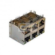 Ethernet RJ45 Connectors Jack 2*3 Stacked Gigabit Ethernet  With Magnetics and Lights