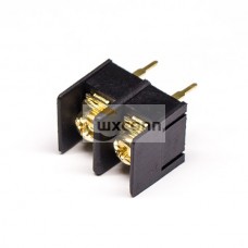 2 Position Barrier Terminal Block PCB Mount Straight Black