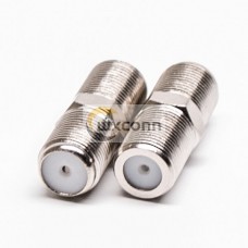 F Type Adapter Female to Female Coaxial Connector Nickel Plated F Type Adapter Female to Female Coaxial Connector Nickel Plated