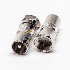 F Type Male to PAL Male Coaxial Connector Straight Nickel Plated F Type Male to PAL Male Coaxial Connector Straight Nickel Plated