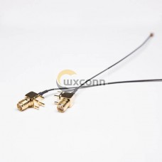 SMA Cable Soldering Angled with Black RF1.13 Coaxial Cable to IPEX Ⅰ SMA Cable Soldering Angled with Black RF1.13 Coaxial Cable to IPEX Ⅰ