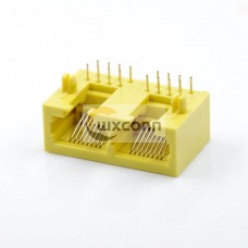 1*2 Port RJ45 Connector Right Angle 8p8c Yellow Plactic Without Led Without Filterd 1*2 Port RJ45 Connector Right Angle 8p8c Yellow Plactic Without Led Without Filterd