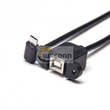 USB Type B Cable OTG Female Straight to Micro USB Down 90° Male USB Type B Cable OTG Female Straight to Micro USB Down 90° Male
