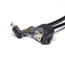Mini USB Cable Down Angle to USB Type B Female Male to Female Mini USB Cable Down Angle to USB Type B Female Male to Female