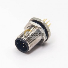 M12 8 Pin Connector Female PCB Mount A Code Front Blukhead Socket Waterproof M12 8 Pin Connector Female PCB Mount A Code Front Blukhead Socket Waterproof