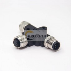 M12 T Connector 5 Pin Male to Female A Code Unshiled Adapter Waterproof