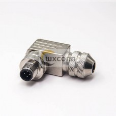 M12 Right Angle Connector A Code Field Installable Pin Waterproof Male Plug for Cable Shielded M12 Right Angle Connector A Code Field Installable Pin Waterproof Male Plug for Cable Shielded