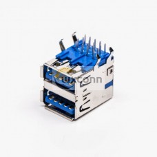 USB 3.0 Dual Port Type A Female Right Angled Through Hole USB 3.0 Dual Port Type A Female Right Angled Through Hole
