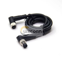 Right Angle M8 Connectors 3 Pin Male to Female Cable Cordsets 24AWG 2M Right Angle M8 Connectors 3 Pin Male to Female Cable Cordsets 24AWG 2M