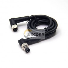 Right Angle M8 Connectors 3 Pin Male to Female Cable Cordsets 24AWG 2M Right Angle M8 Connectors 3 Pin Male to Female Cable Cordsets 24AWG 2M