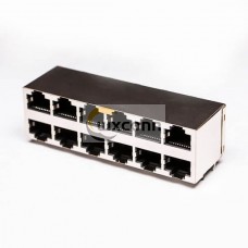 RJ45 Female Connector 2*6 Double Row 12 Port with Shield and Without LED RJ45 Female Connector 2*6 Double Row 12 Port with Shield and Without LED
