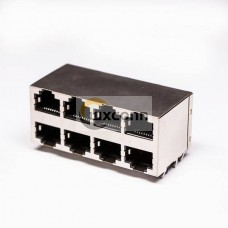 RJ45 Female PCB Connector 2*4 8 Port RJ45 Double Row with Shield and Without LED RJ45 Female PCB Connector 2*4 8 Port RJ45 Double Row with Shield and Without LED