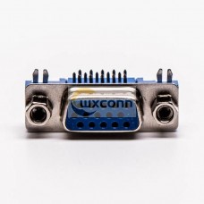 DB 15 90° Degree High Density Female Blue Though Hole for PCB Mount DB 15 90° Degree High Density Female Blue Though Hole for PCB Mount
