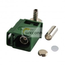 Fakra E Female Right Angle Green Crimp Connector for RG174 RG316 Cable Fakra E Female Right Angle Green Crimp Connector for RG174 RG316 Cable