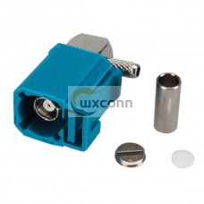 Fakra Blue ConnectoRFakra Z Female Right Angle Water Blue Crimp Connector for RG174 RG316 Cable