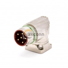 Male receptacles M40 6 Pin Right Angle Waterproot 4 Hole Flange   Industrial Connector Shield