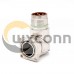 Male receptacles M40 6 Pin Right Angle Waterproot 4 Hole Flange   Industrial Connector Shield
