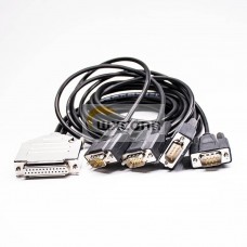 D-Sub Cable 25 Pin Male Straight with D-Sub 9 Pin Female Straight Connector Y Type 1 to 5 150cm D-Sub Cable 25 Pin Male Straight with D-Sub 9 Pin Female Straight Connector Y Type 1 to 5 150cm