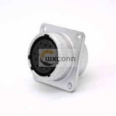 Connector 19 Pin P24 Female Straight Socket Square 4 holes Flange Mounting Solder Cup for Cable
