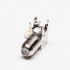F Connector Right Angle Female Bulkhead Through Hole for PCB Mount