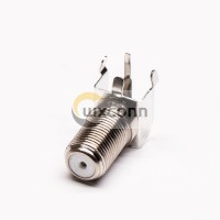 F Connector 90 Degree Bulkhead Female Solder Type for PCB Mount F Connector 90 Degree Bulkhead Female Solder Type for PCB Mount