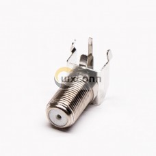 F Connector 90 Degree Bulkhead Female Solder Type for PCB Mount F Connector 90 Degree Bulkhead Female Solder Type for PCB Mount