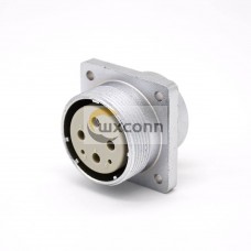 Connector 6 Pin  P32 Female Straight Socket Square 4 holes Flange Mounting Solder Cup for Cable