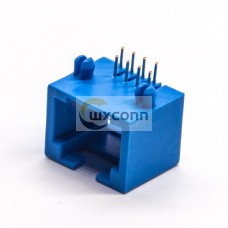 Blue RJ45 Connector 8p8c Right Angled Through Hole Unshielded Jack Blue RJ45 Connector 8p8c Right Angled Through Hole Unshielded Jack
