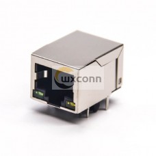 RJ45 LED 90 Degree Single Port Shielded Jack with LED Through Hole for PCB Mount RJ45 LED 90 Degree Single Port Shielded Jack with LED Through Hole for PCB Mount