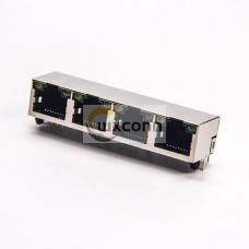 RJ45 4 Port Socket 1*4 Ethernet Network Connector Shielded with LED RJ45 4 Port Socket 1*4 Ethernet Network Connector Shielded with LED