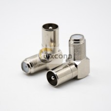 F Type to PAL Adapter F Female to PAL Male 90 Degree Coaxial Connector F Type to PAL Adapter F Female to PAL Male 90 Degree Coaxial Connector
