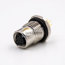 Connector Circular M12 8 Pin A-Coding Panel Receptacles Female Waterproof Straight PCB Mount Front Bulkhead Connector Circular M12 8 Pin A-Coding Panel Receptacles Female Waterproof Straight PCB Mount Front Bulkhead