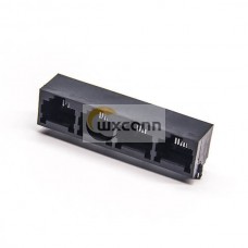 RJ9 Multiple Port Connectors 1*4 Unshielded Black Plastic 4P4C RJ9 Multiple Port Connectors 1*4 Unshielded Black Plastic 4P4C