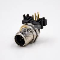 M12 5 Pin Connector Panel Receptacles Waterproof Shiled A Coded 90°Male Through Hole