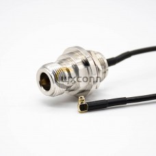 N Type Female Bulkhead to MMCX Male Right Angle Connector N Type Female Bulkhead to MMCX Male Right Angle Connector
