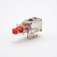 DPFT Push Switch Angled Through Hole 50VAC 0.3A 8P Red PS-22F03