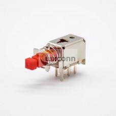DPFT Push Switch Angled Through Hole 50VAC 0.3A 8P Red PS-22F03
