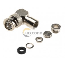BNC Connector Male Right Angle 50Ω Cable Mount Plug  Nickel  Clamp Termination RG58 C/U