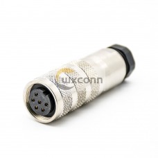 6 pin Female M16 Connector Solder Type Straight Connector Shield