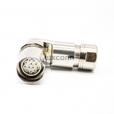Connector M23 12 Pin Female Solder Type for Cable Shield 90 degree Connector M23 12 Pin Female Solder Type for Cable Shield 90 degree