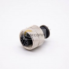 M12 Connector 4 Pin Straight Female Solder Cup Unshielded Injection Joint