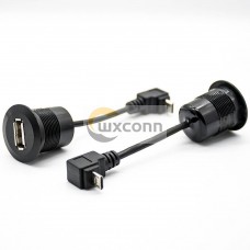 90 Degree Micro USB 5 Pin Male To USB Female Straight Black Conversion Line