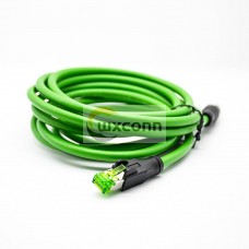 M12 Sensor Cable D Coding 4 Pin Male To RJ45 8P8C Male Straight Double Ended Cable 2M AWG22
