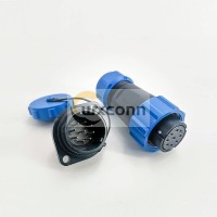 9 Pin Connector Waterproof Female Plug  & Male Socket 2 Holes Flange Panel Mount Solder Type SP21 Series