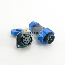 12 Pin Connector Waterproof Male Plug  & Female Socket 2 Holes Flange Panel Mount Solder Type SP21 Series