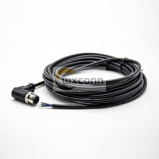 M12 Male Right Angle 3Pin Cable Aviation Electrical Molded Cable 5M A Code AWG22 M12 Male Right Angle 3Pin Cable Aviation Electrical Molded Cable 5M A Code AWG22