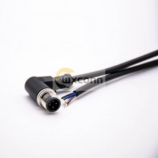 M12 Male Connector 4Pin A Code Right Angled Plug Molded Cable 5M AWG22 M12 Male Connector 4Pin A Code Right Angled Plug Molded Cable 5M AWG22