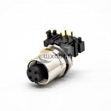 M12 Connector PCB Mount Right Angle 4Pin Female A Code Back Mount Solder type Connector M12 Connector PCB Mount Right Angle 4Pin Female A Code Back Mount Solder type Connector