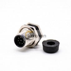 8 Pin M12 Socket Panel Receptacles A Coded Straight Waterproof Male Front Bulkhead Through Hole 8 Pin M12 Socket Panel Receptacles A Coded Straight Waterproof Male Front Bulkhead Through Hole